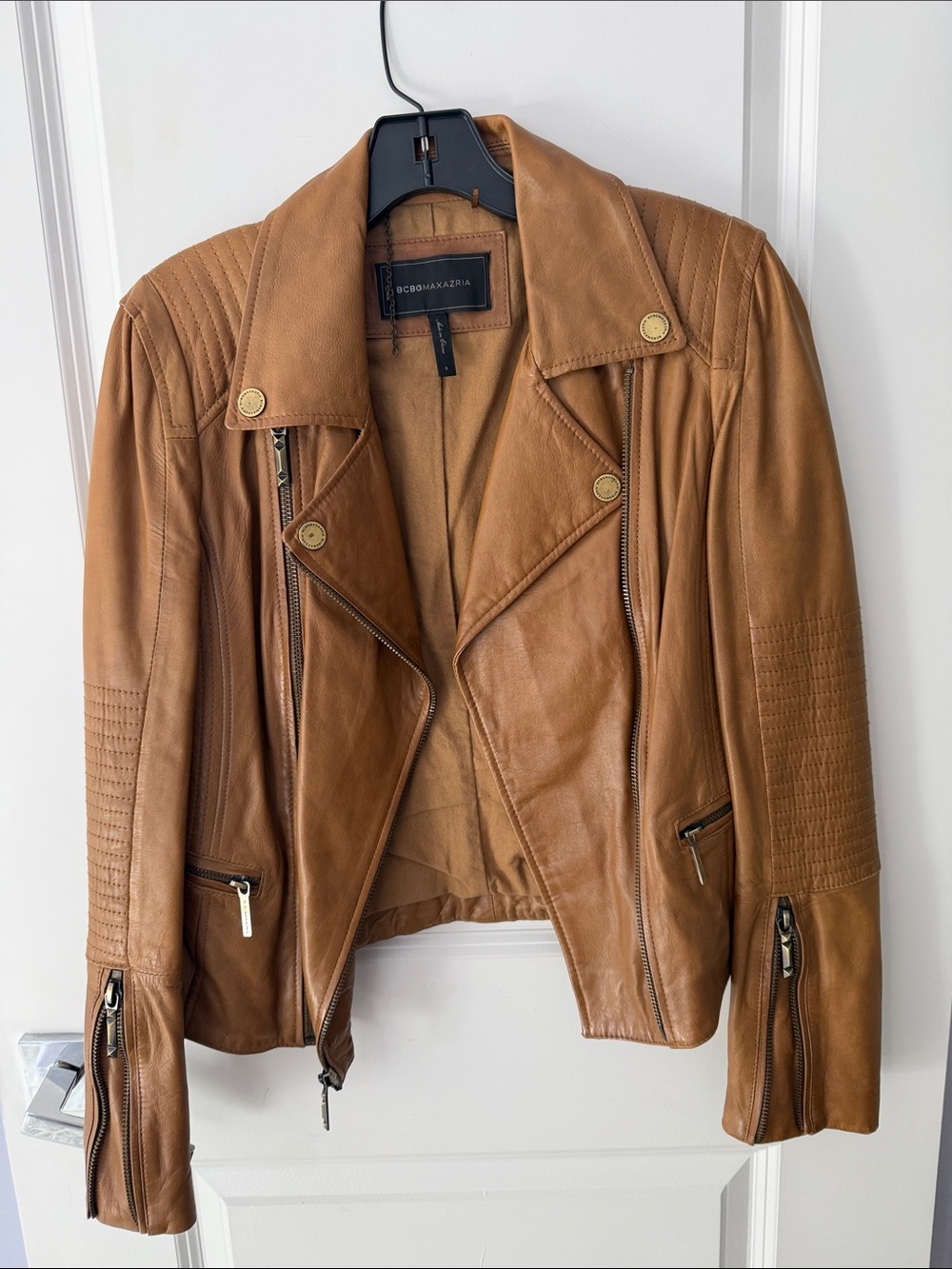 BCBGMaxAzria Brown Leather Moto Jacket